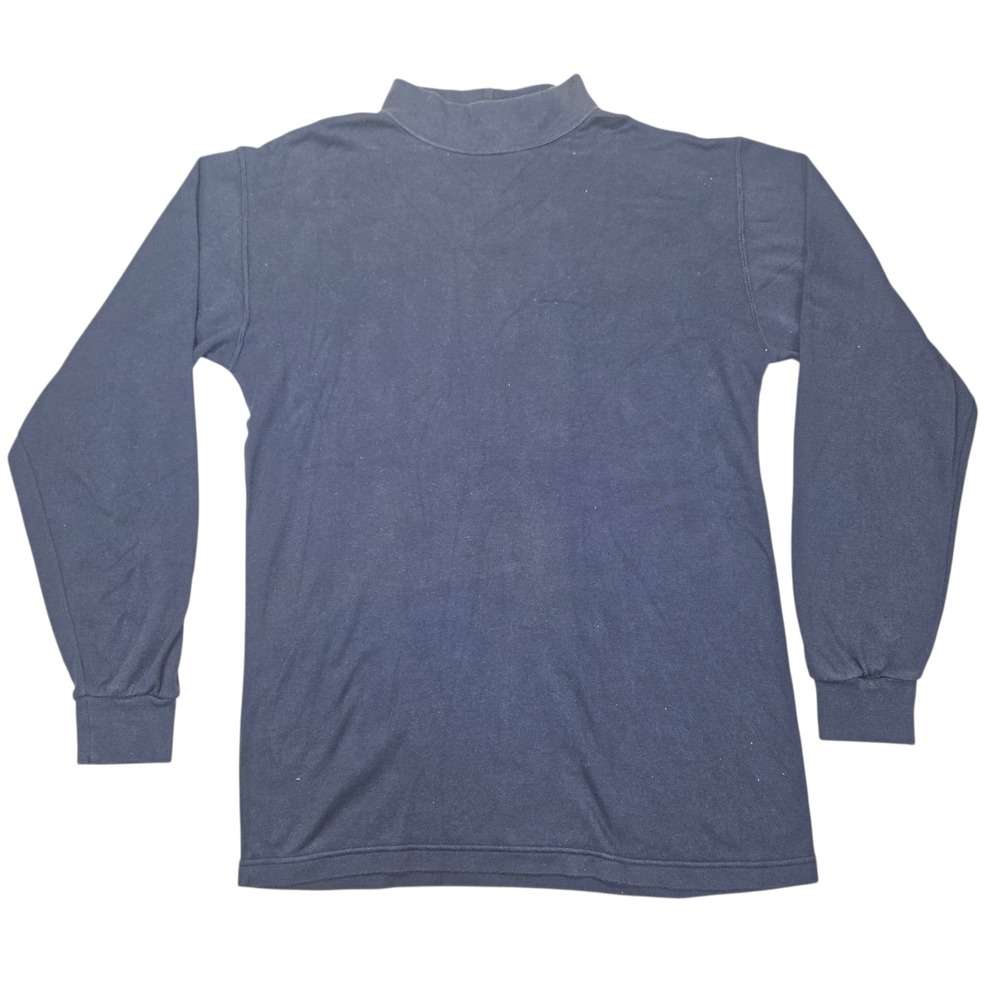 Skyr VTG 90s Mock Neck Long Sleeve Shirt Navy Blue Cotton Sz M Heavyweight